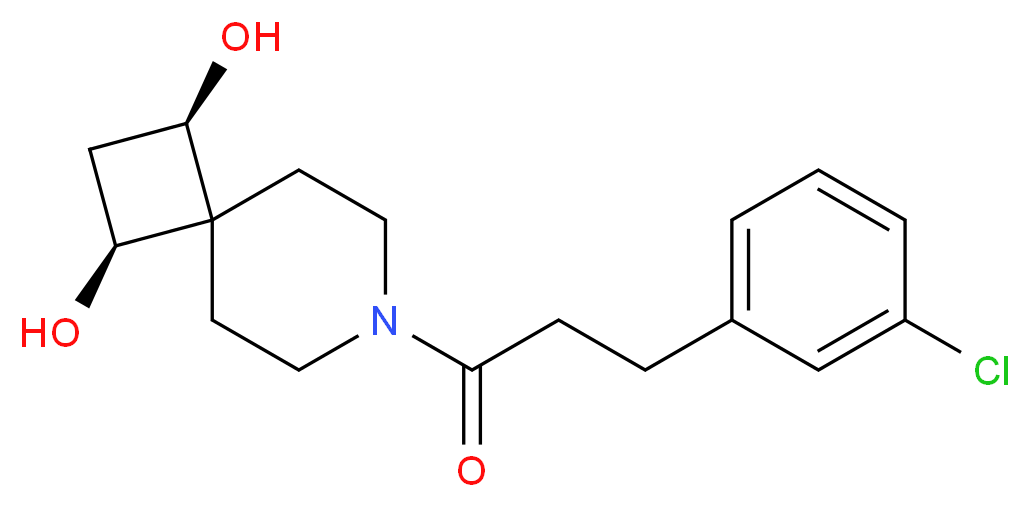 (1R*,3S*)-7-[3-(3-chlorophenyl)propanoyl]-7-azaspiro[3.5]nonane-1,3-diol_Molecular_structure_CAS_)
