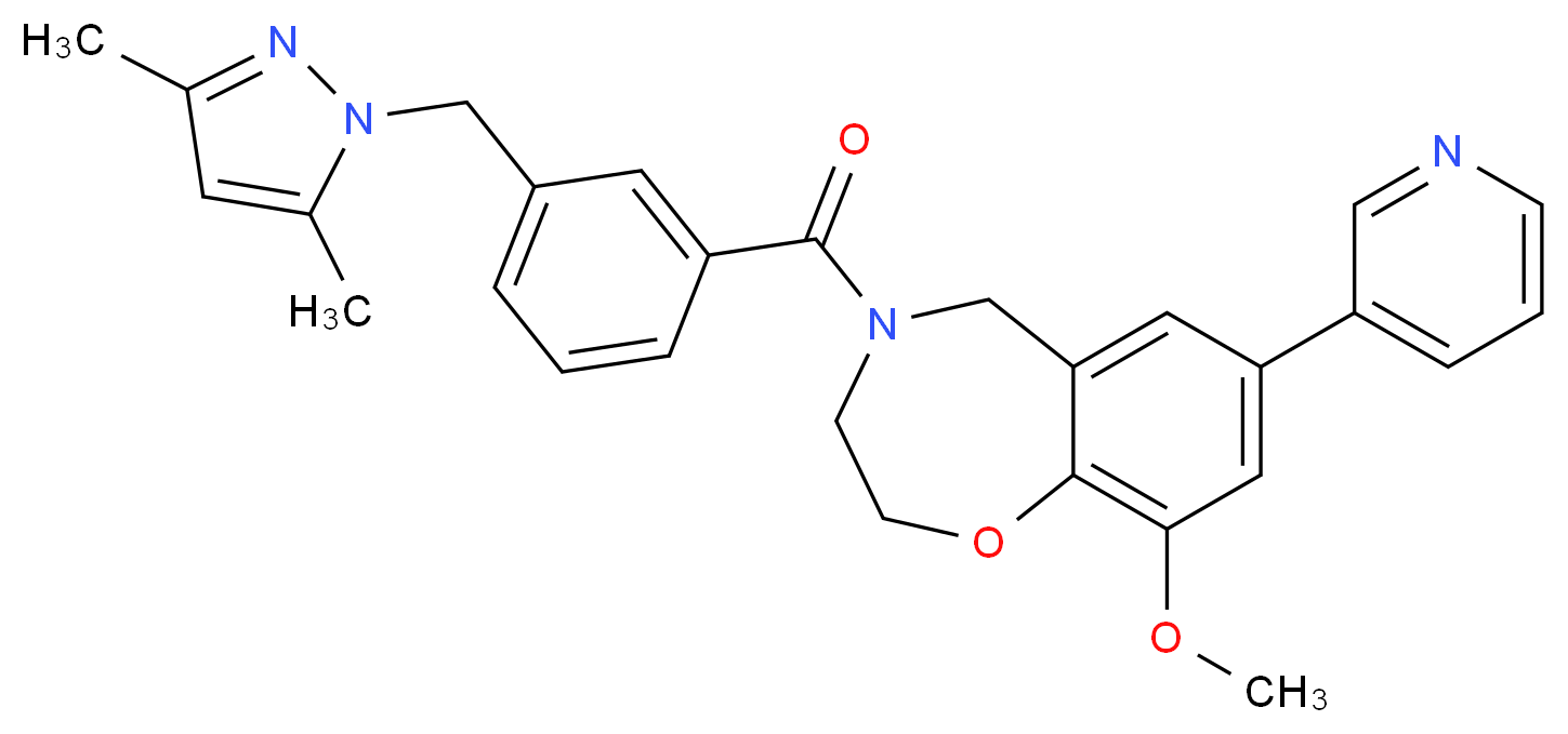 4-{3-[(3,5-dimethyl-1H-pyrazol-1-yl)methyl]benzoyl}-9-methoxy-7-(3-pyridinyl)-2,3,4,5-tetrahydro-1,4-benzoxazepine_Molecular_structure_CAS_)