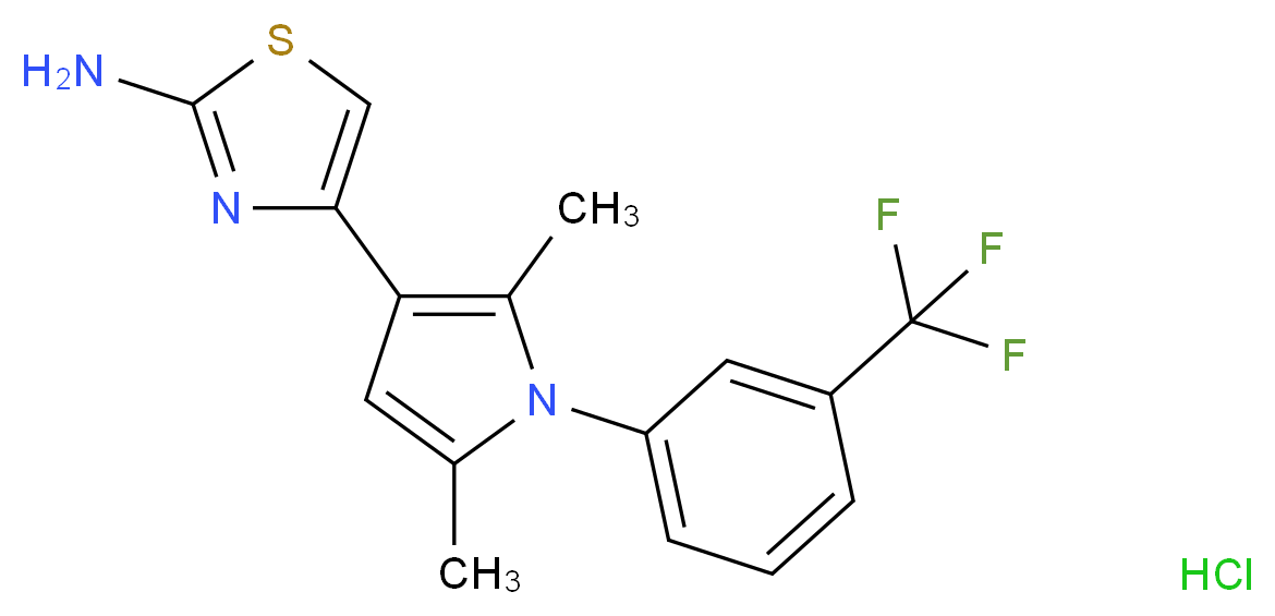4-{2,5-dimethyl-1-[3-(trifluoromethyl)phenyl]-1H-pyrrol-3-yl}-1,3-thiazol-2-amine hydrochloride_Molecular_structure_CAS_)