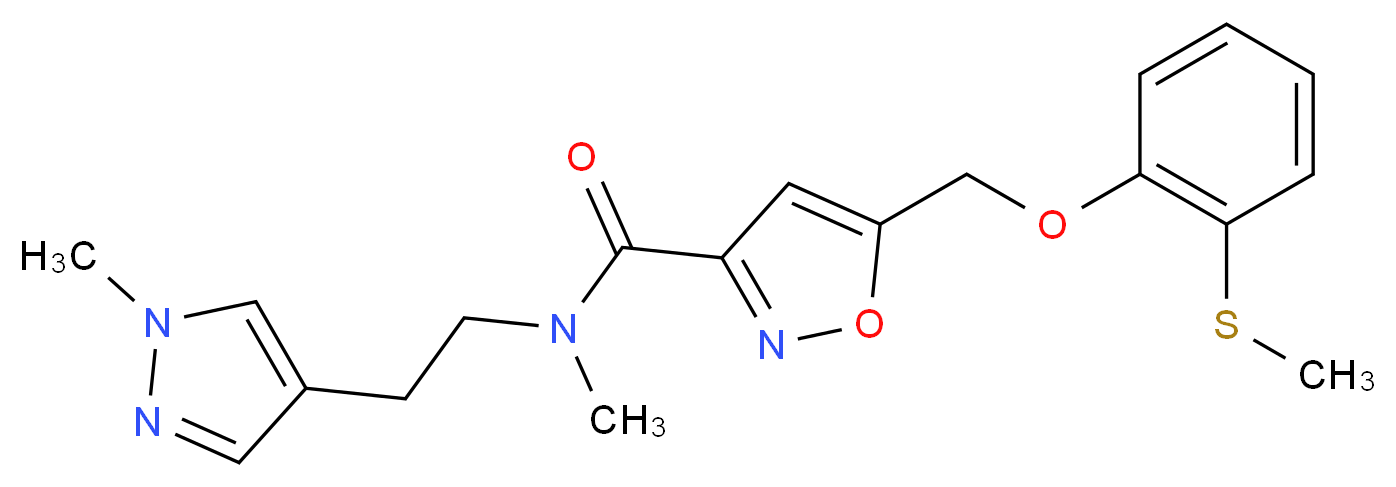 N-methyl-N-[2-(1-methyl-1H-pyrazol-4-yl)ethyl]-5-{[2-(methylthio)phenoxy]methyl}-3-isoxazolecarboxamide_Molecular_structure_CAS_)