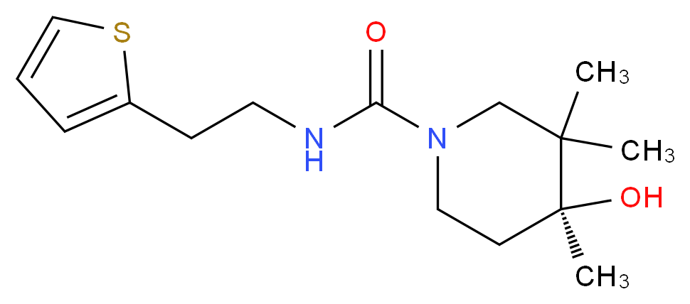 (4S*)-4-hydroxy-3,3,4-trimethyl-N-[2-(2-thienyl)ethyl]piperidine-1-carboxamide_Molecular_structure_CAS_)