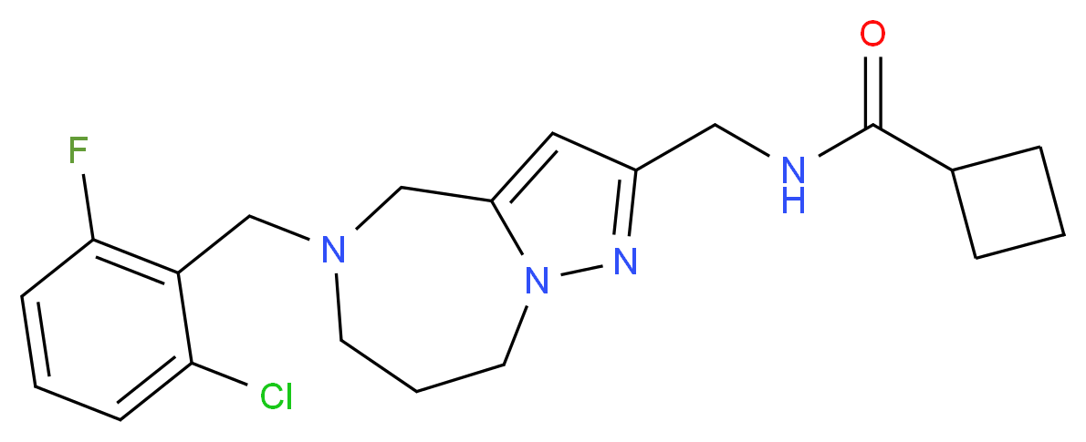 N-{[5-(2-chloro-6-fluorobenzyl)-5,6,7,8-tetrahydro-4H-pyrazolo[1,5-a][1,4]diazepin-2-yl]methyl}cyclobutanecarboxamide_Molecular_structure_CAS_)
