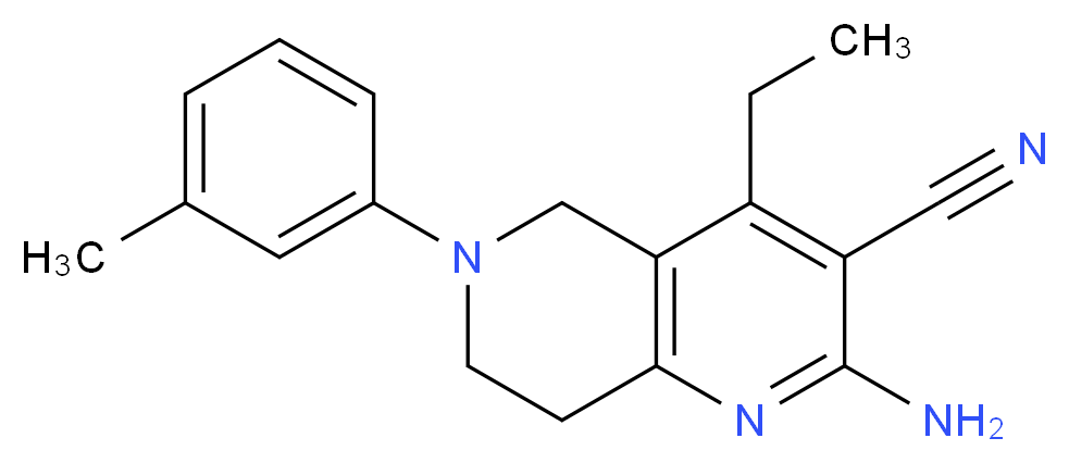 2-amino-4-ethyl-6-(3-methylphenyl)-5,6,7,8-tetrahydro-1,6-naphthyridine-3-carbonitrile_Molecular_structure_CAS_)