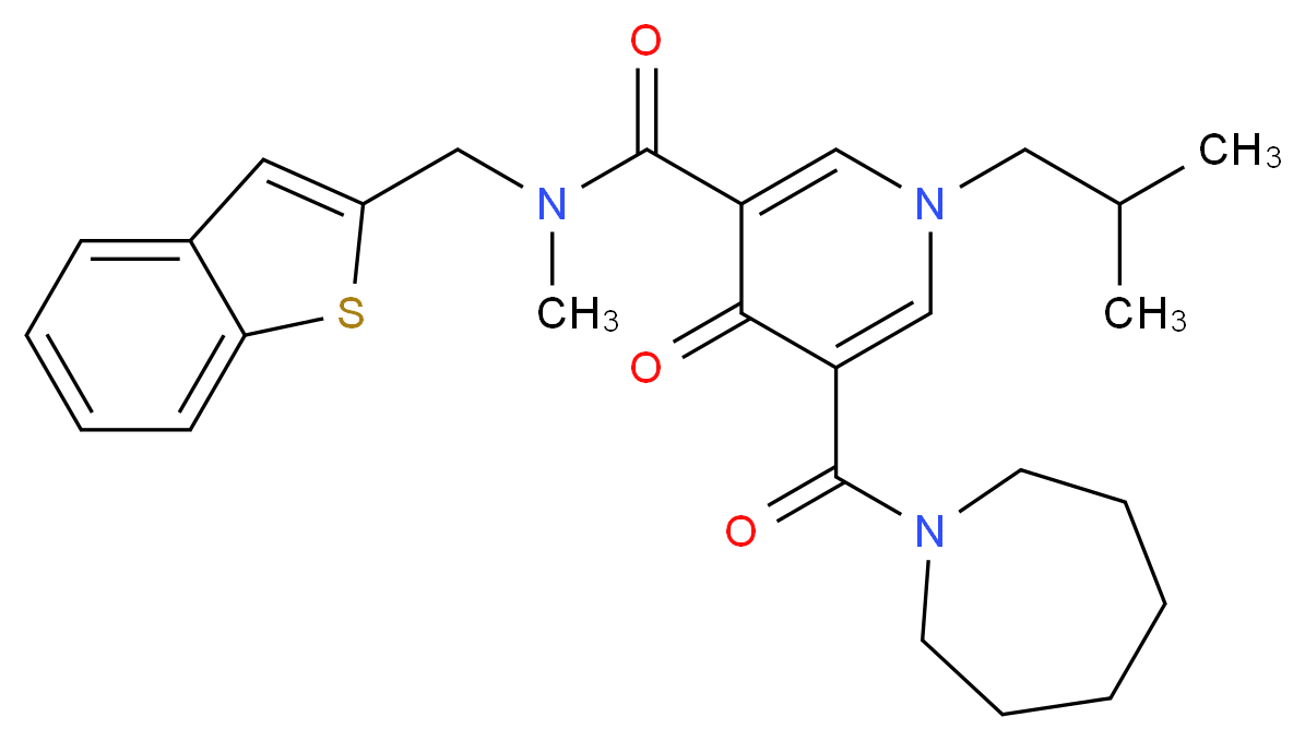 5-(1-azepanylcarbonyl)-N-(1-benzothien-2-ylmethyl)-1-isobutyl-N-methyl-4-oxo-1,4-dihydro-3-pyridinecarboxamide_Molecular_structure_CAS_)
