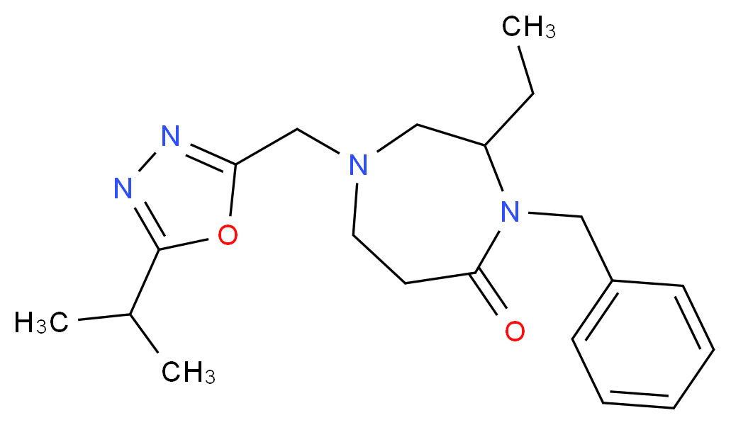 4-benzyl-3-ethyl-1-[(5-isopropyl-1,3,4-oxadiazol-2-yl)methyl]-1,4-diazepan-5-one_Molecular_structure_CAS_)