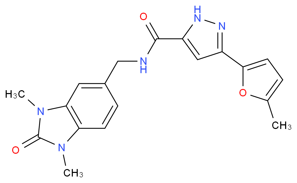 N-[(1,3-dimethyl-2-oxo-2,3-dihydro-1H-benzimidazol-5-yl)methyl]-3-(5-methyl-2-furyl)-1H-pyrazole-5-carboxamide_Molecular_structure_CAS_)
