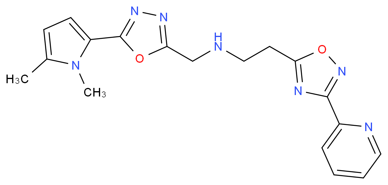 N-{[5-(1,5-dimethyl-1H-pyrrol-2-yl)-1,3,4-oxadiazol-2-yl]methyl}-2-(3-pyridin-2-yl-1,2,4-oxadiazol-5-yl)ethanamine_Molecular_structure_CAS_)