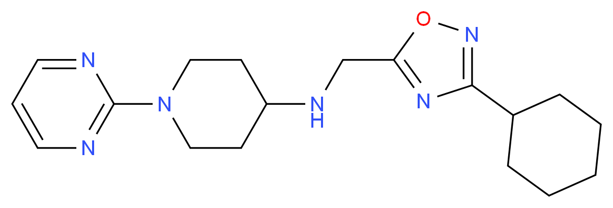 N-[(3-cyclohexyl-1,2,4-oxadiazol-5-yl)methyl]-1-pyrimidin-2-ylpiperidin-4-amine_Molecular_structure_CAS_)