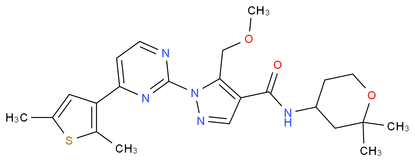 N-(2,2-dimethyltetrahydro-2H-pyran-4-yl)-1-[4-(2,5-dimethyl-3-thienyl)-2-pyrimidinyl]-5-(methoxymethyl)-1H-pyrazole-4-carboxamide_Molecular_structure_CAS_)