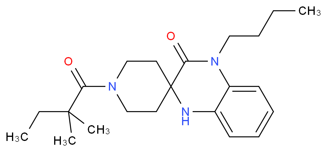 4'-butyl-1-(2,2-dimethylbutanoyl)-1',4'-dihydro-3'H-spiro[piperidine-4,2'-quinoxalin]-3'-one_Molecular_structure_CAS_)
