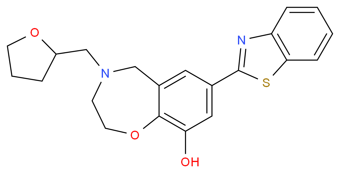 7-(1,3-benzothiazol-2-yl)-4-(tetrahydrofuran-2-ylmethyl)-2,3,4,5-tetrahydro-1,4-benzoxazepin-9-ol_Molecular_structure_CAS_)