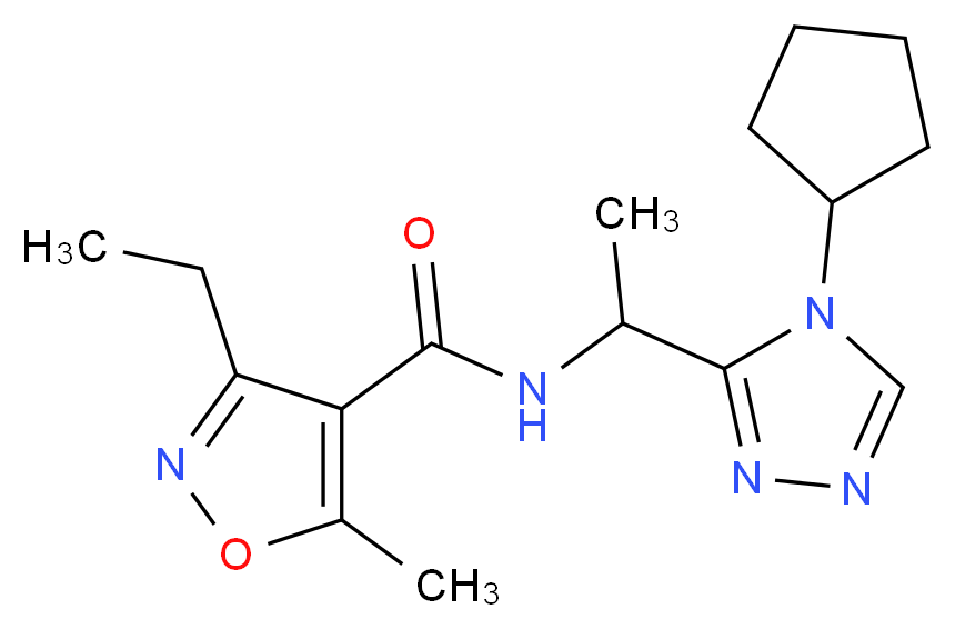N-[1-(4-cyclopentyl-4H-1,2,4-triazol-3-yl)ethyl]-3-ethyl-5-methyl-4-isoxazolecarboxamide_Molecular_structure_CAS_)