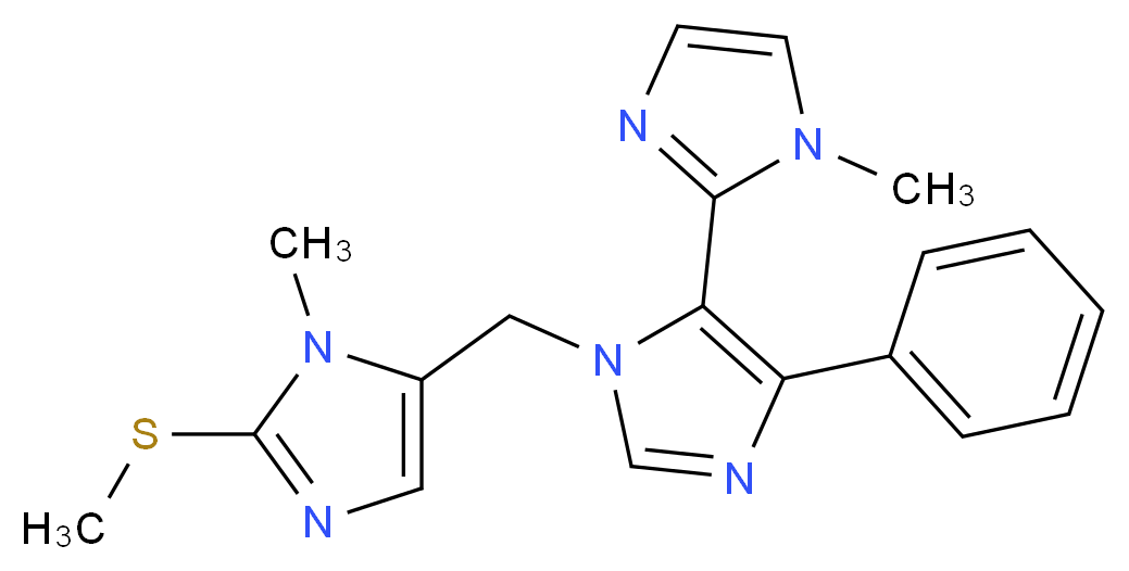 1-methyl-3'-{[1-methyl-2-(methylthio)-1H-imidazol-5-yl]methyl}-5'-phenyl-1H,3'H-2,4'-biimidazole_Molecular_structure_CAS_)