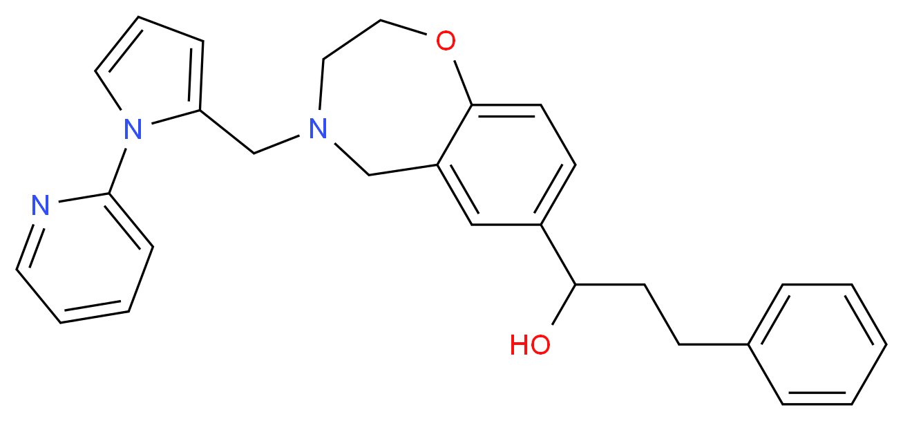 3-phenyl-1-(4-{[1-(2-pyridinyl)-1H-pyrrol-2-yl]methyl}-2,3,4,5-tetrahydro-1,4-benzoxazepin-7-yl)-1-propanol_Molecular_structure_CAS_)