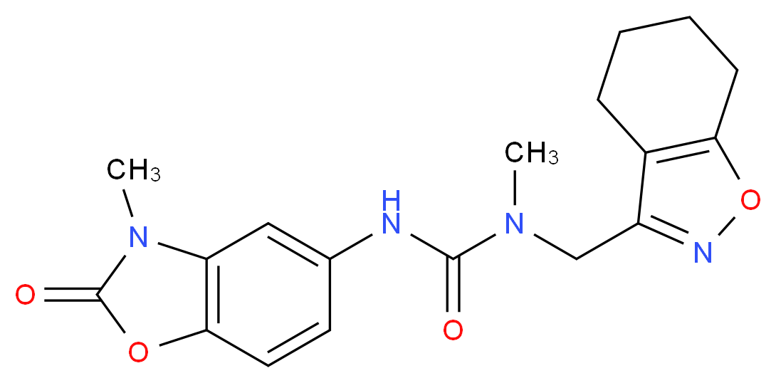 N-methyl-N'-(3-methyl-2-oxo-2,3-dihydro-1,3-benzoxazol-5-yl)-N-(4,5,6,7-tetrahydro-1,2-benzisoxazol-3-ylmethyl)urea_Molecular_structure_CAS_)