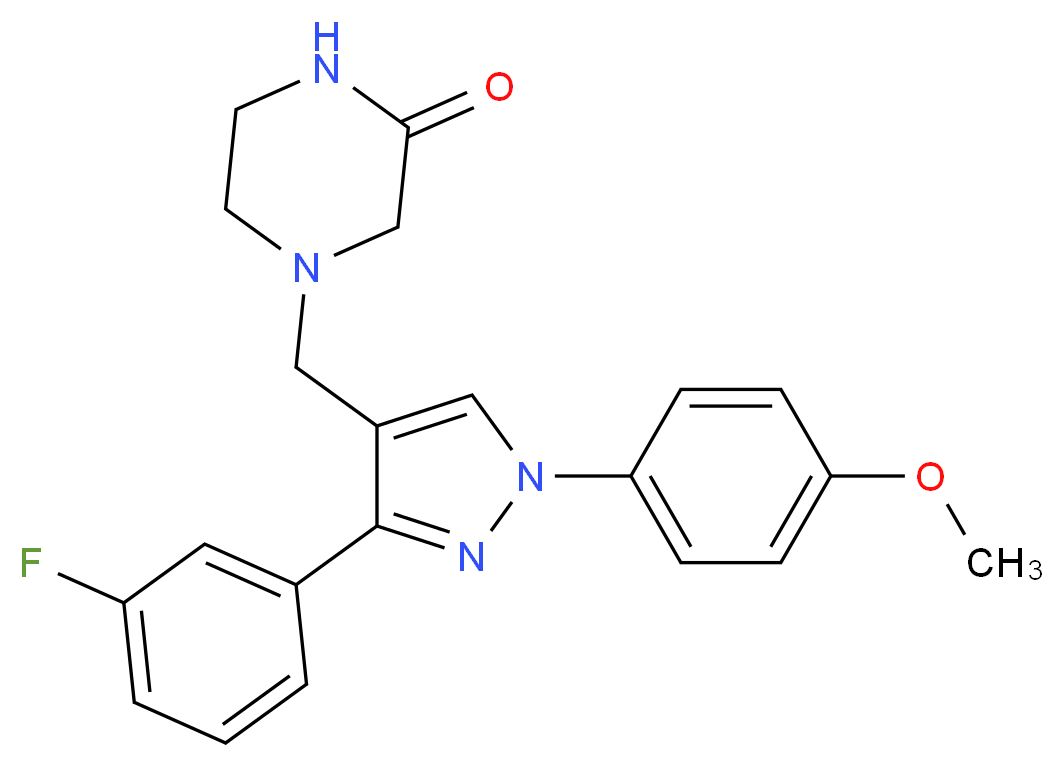 4-{[3-(3-fluorophenyl)-1-(4-methoxyphenyl)-1H-pyrazol-4-yl]methyl}-2-piperazinone_Molecular_structure_CAS_)