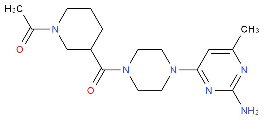 4-{4-[(1-acetyl-3-piperidinyl)carbonyl]-1-piperazinyl}-6-methyl-2-pyrimidinamine_Molecular_structure_CAS_)