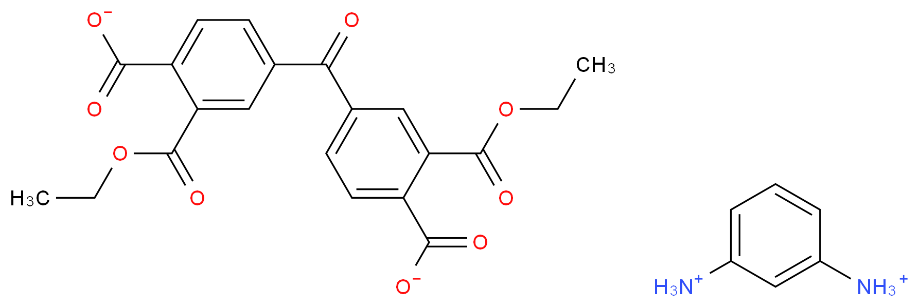 4,4′-Carbonylbis[(2-ethoxycarbonyl)benzoic acid], 1,3-phenylenediamine salt_Molecular_structure_CAS_65701-07-7)