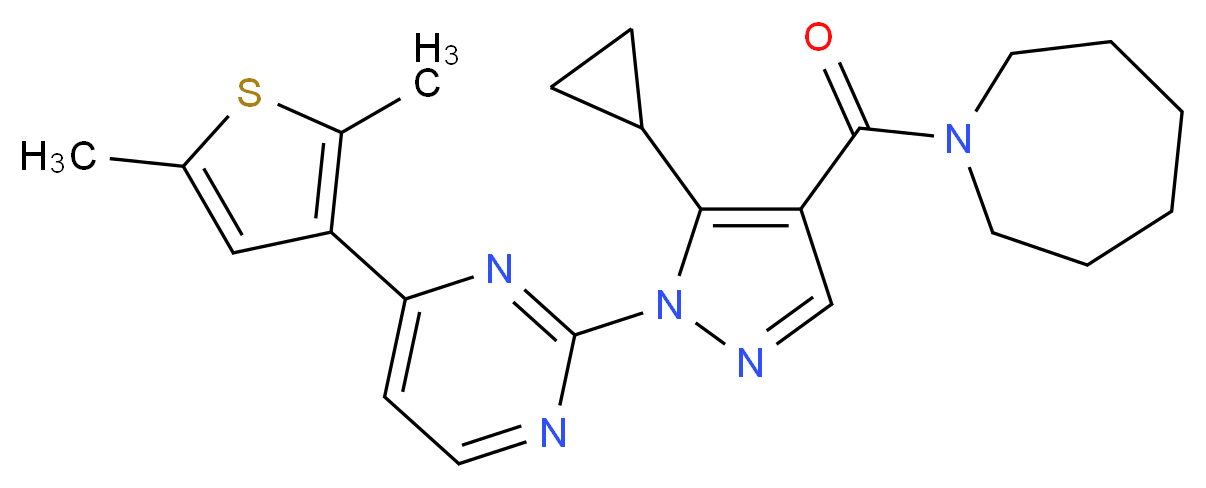 1-({5-cyclopropyl-1-[4-(2,5-dimethyl-3-thienyl)-2-pyrimidinyl]-1H-pyrazol-4-yl}carbonyl)azepane_Molecular_structure_CAS_)