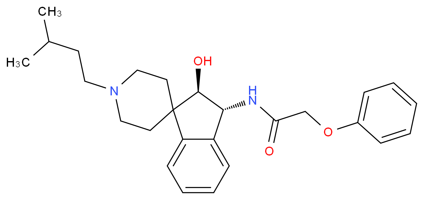 N-[(2R*,3R*)-2-hydroxy-1'-(3-methylbutyl)-2,3-dihydrospiro[indene-1,4'-piperidin]-3-yl]-2-phenoxyacetamide_Molecular_structure_CAS_)