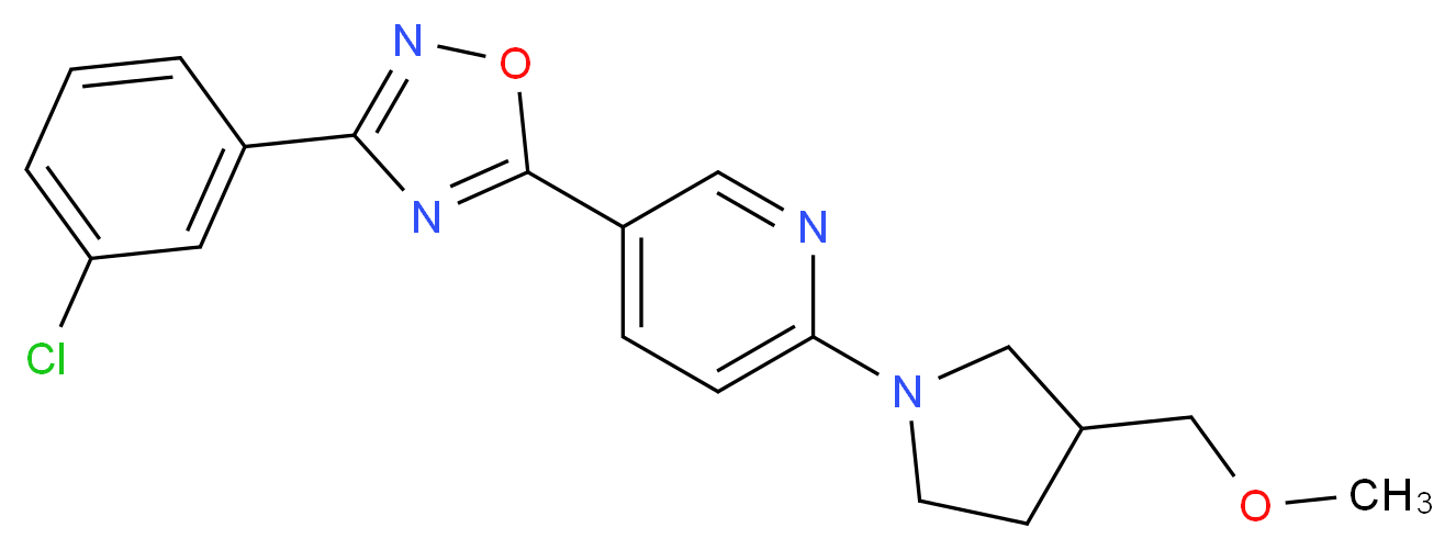 5-[3-(3-chlorophenyl)-1,2,4-oxadiazol-5-yl]-2-[3-(methoxymethyl)-1-pyrrolidinyl]pyridine_Molecular_structure_CAS_)