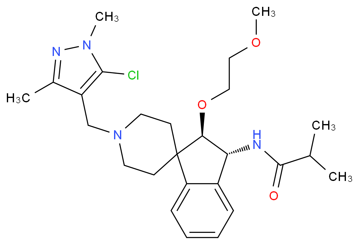 N-[(2R*,3R*)-1'-[(5-chloro-1,3-dimethyl-1H-pyrazol-4-yl)methyl]-2-(2-methoxyethoxy)-2,3-dihydrospiro[indene-1,4'-piperidin]-3-yl]-2-methylpropanamide_Molecular_structure_CAS_)