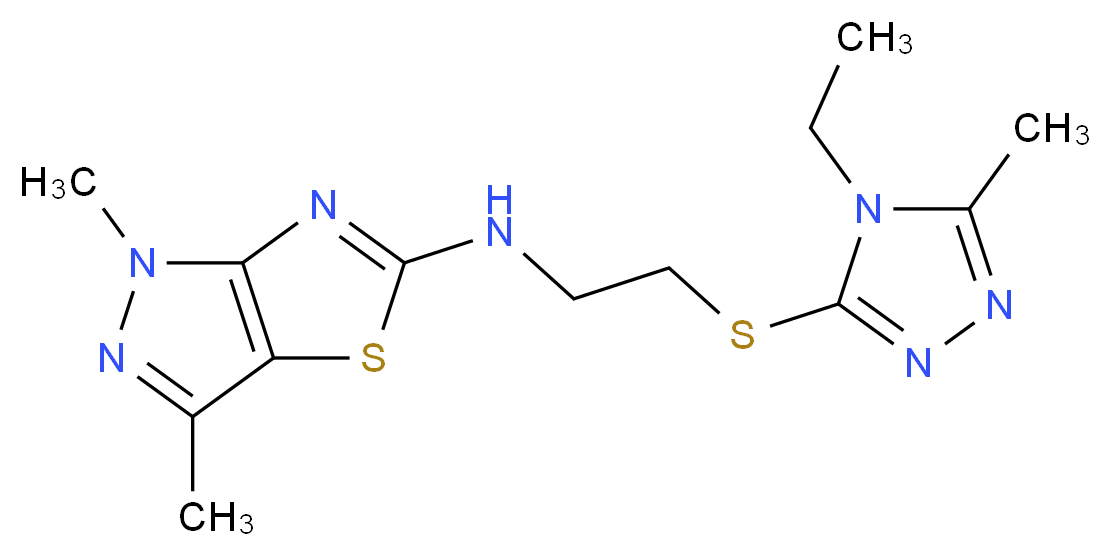 N-{2-[(4-ethyl-5-methyl-4H-1,2,4-triazol-3-yl)thio]ethyl}-1,3-dimethyl-1H-pyrazolo[3,4-d][1,3]thiazol-5-amine_Molecular_structure_CAS_)