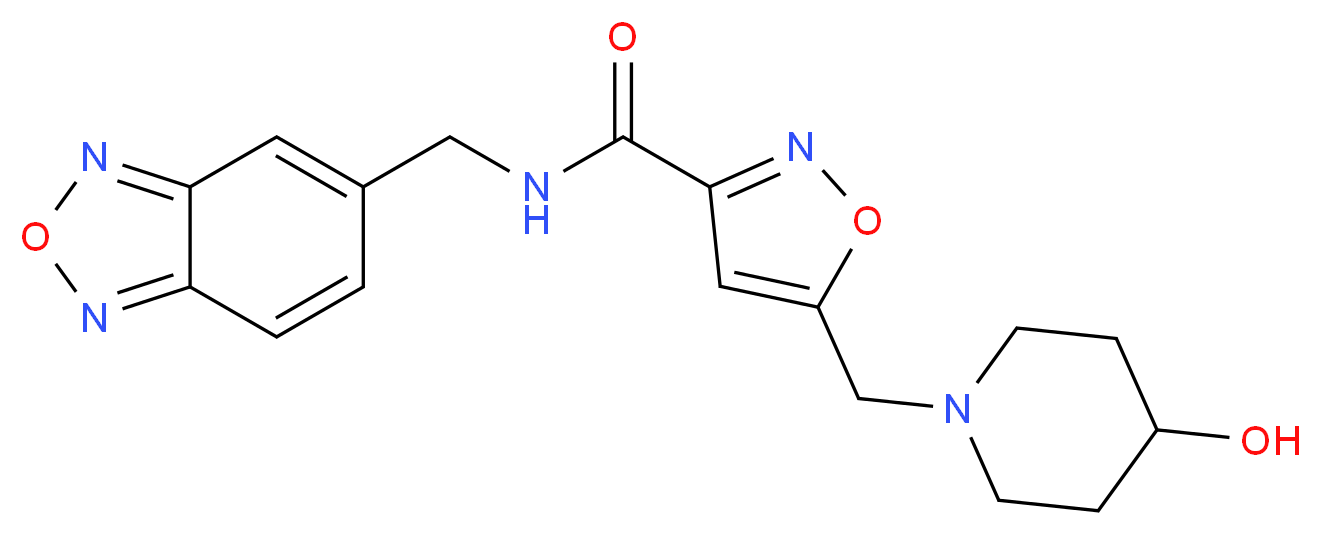 N-(2,1,3-benzoxadiazol-5-ylmethyl)-5-[(4-hydroxypiperidin-1-yl)methyl]isoxazole-3-carboxamide_Molecular_structure_CAS_)
