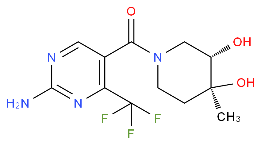 (3S*,4S*)-1-{[2-amino-4-(trifluoromethyl)pyrimidin-5-yl]carbonyl}-4-methylpiperidine-3,4-diol_Molecular_structure_CAS_)