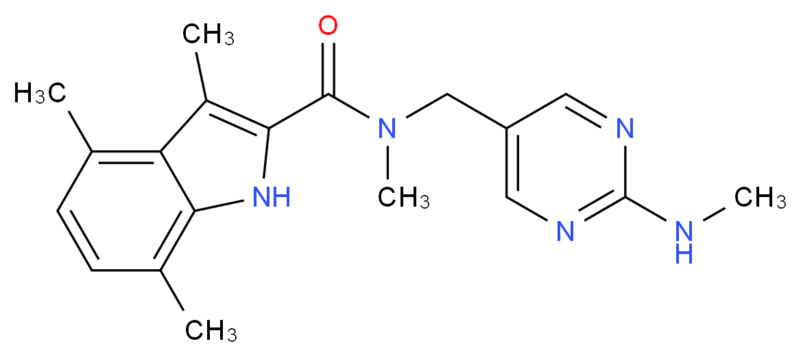N,3,4,7-tetramethyl-N-{[2-(methylamino)-5-pyrimidinyl]methyl}-1H-indole-2-carboxamide_Molecular_structure_CAS_)