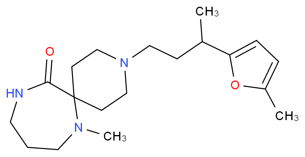 7-methyl-3-[3-(5-methyl-2-furyl)butyl]-3,7,11-triazaspiro[5.6]dodecan-12-one_Molecular_structure_CAS_)