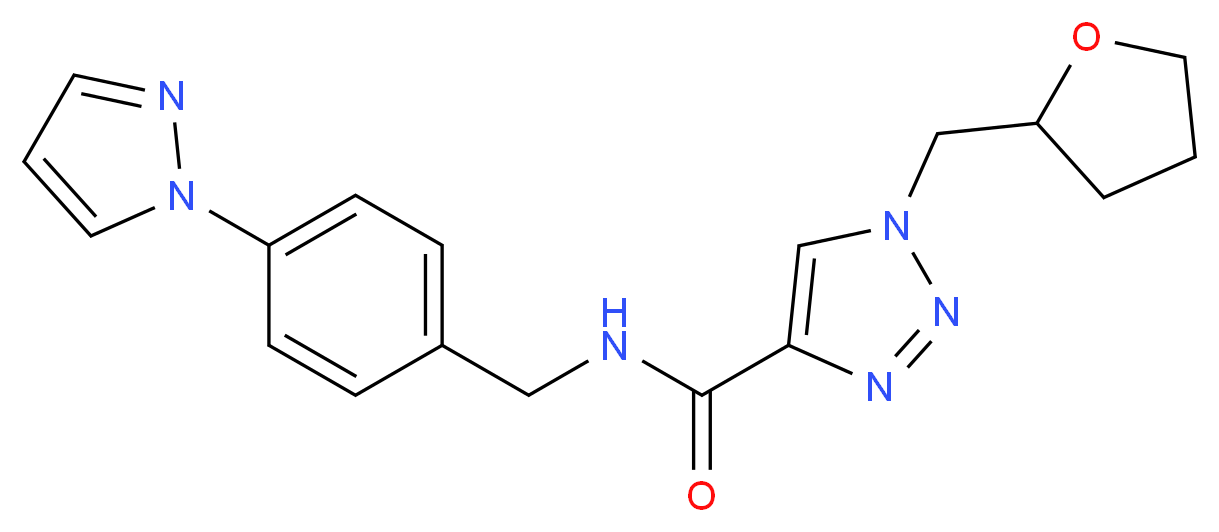 N-[4-(1H-pyrazol-1-yl)benzyl]-1-(tetrahydro-2-furanylmethyl)-1H-1,2,3-triazole-4-carboxamide_Molecular_structure_CAS_)