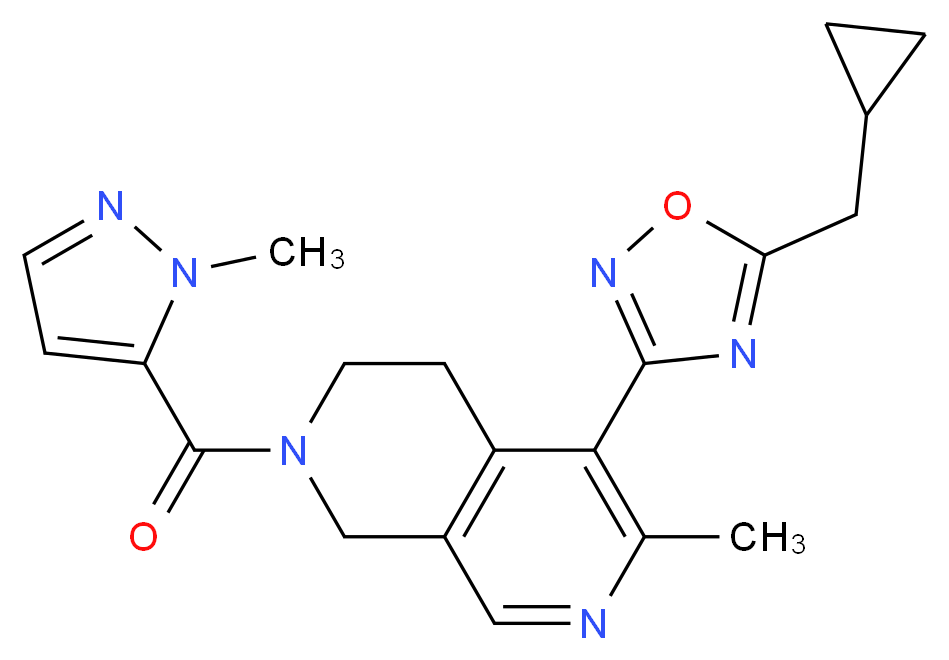 5-[5-(cyclopropylmethyl)-1,2,4-oxadiazol-3-yl]-6-methyl-2-[(1-methyl-1H-pyrazol-5-yl)carbonyl]-1,2,3,4-tetrahydro-2,7-naphthyridine_Molecular_structure_CAS_)