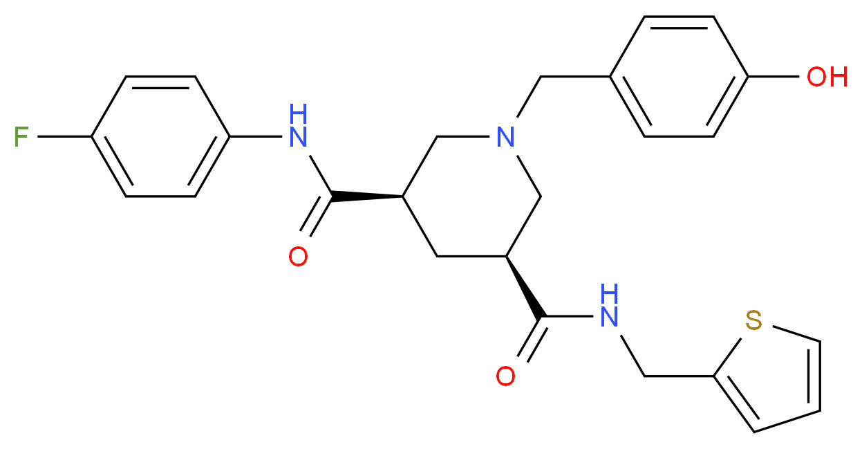 (3R,5S)-N-(4-fluorophenyl)-1-(4-hydroxybenzyl)-N'-(2-thienylmethyl)-3,5-piperidinedicarboxamide_Molecular_structure_CAS_)