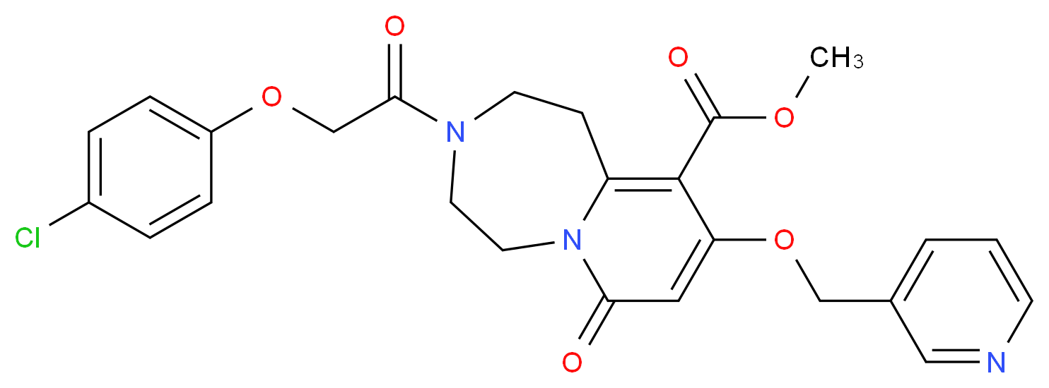 methyl 3-[(4-chlorophenoxy)acetyl]-7-oxo-9-(3-pyridinylmethoxy)-1,2,3,4,5,7-hexahydropyrido[1,2-d][1,4]diazepine-10-carboxylate_Molecular_structure_CAS_)