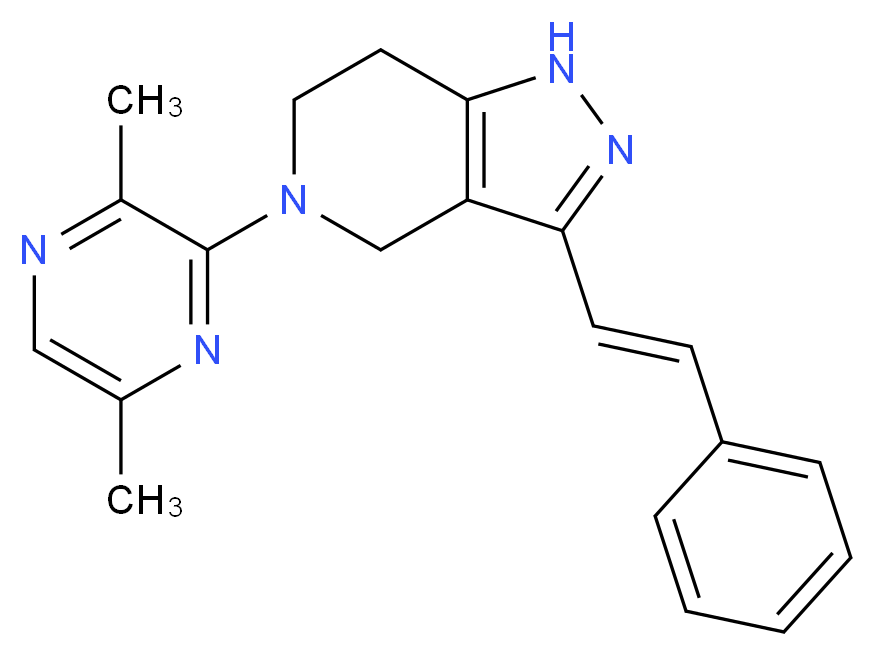 5-(3,6-dimethylpyrazin-2-yl)-3-[(E)-2-phenylvinyl]-4,5,6,7-tetrahydro-1H-pyrazolo[4,3-c]pyridine_Molecular_structure_CAS_)