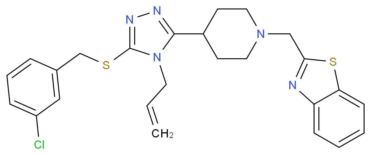 2-[(4-{4-allyl-5-[(3-chlorobenzyl)thio]-4H-1,2,4-triazol-3-yl}-1-piperidinyl)methyl]-1,3-benzothiazole_Molecular_structure_CAS_)
