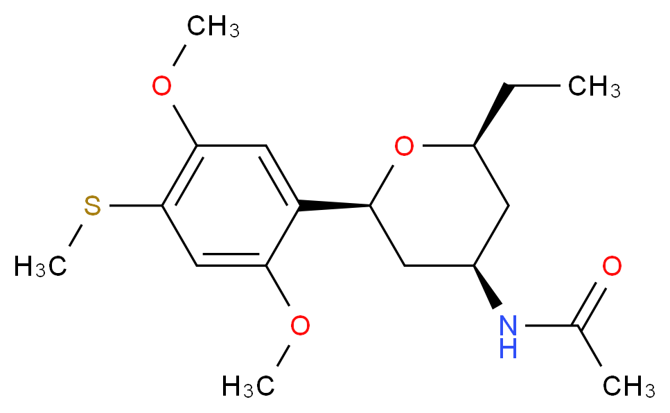 N-{(2S*,4R*,6S*)-2-[2,5-dimethoxy-4-(methylthio)phenyl]-6-ethyltetrahydro-2H-pyran-4-yl}acetamide_Molecular_structure_CAS_)