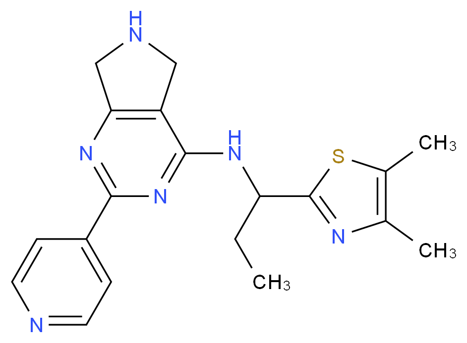N-[1-(4,5-dimethyl-1,3-thiazol-2-yl)propyl]-2-(4-pyridinyl)-6,7-dihydro-5H-pyrrolo[3,4-d]pyrimidin-4-amine_Molecular_structure_CAS_)