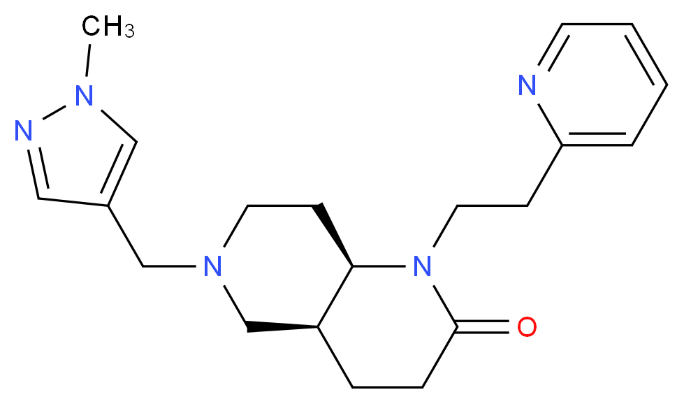 (4aS*,8aR*)-6-[(1-methyl-1H-pyrazol-4-yl)methyl]-1-(2-pyridin-2-ylethyl)octahydro-1,6-naphthyridin-2(1H)-one_Molecular_structure_CAS_)