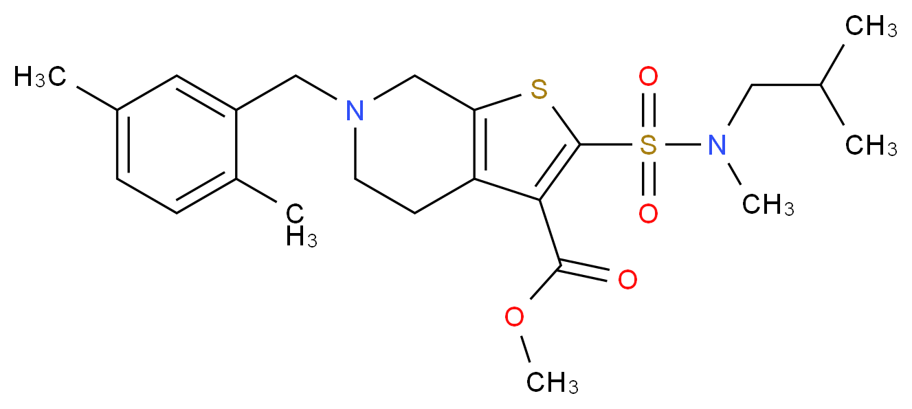 methyl 6-(2,5-dimethylbenzyl)-2-{[isobutyl(methyl)amino]sulfonyl}-4,5,6,7-tetrahydrothieno[2,3-c]pyridine-3-carboxylate_Molecular_structure_CAS_)