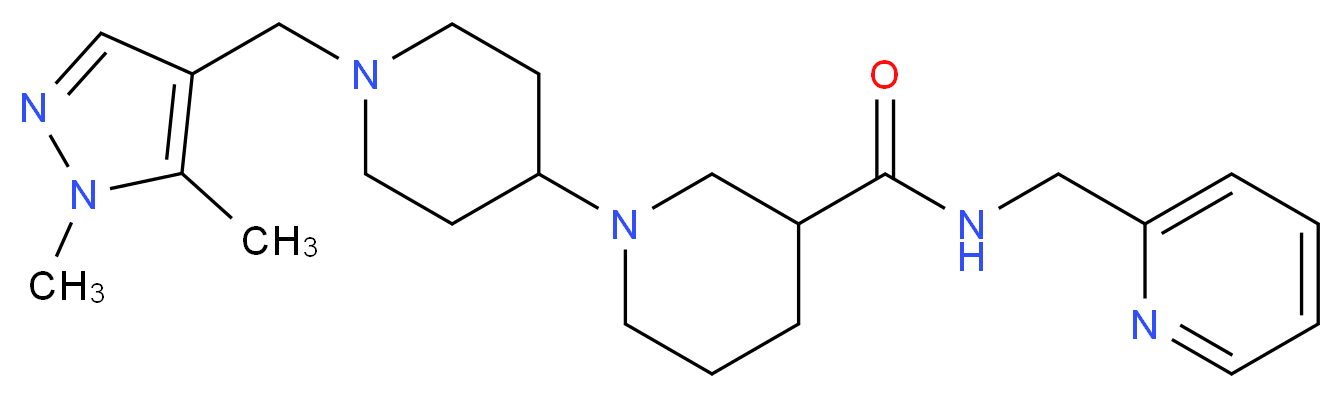 1'-[(1,5-dimethyl-1H-pyrazol-4-yl)methyl]-N-(pyridin-2-ylmethyl)-1,4'-bipiperidine-3-carboxamide_Molecular_structure_CAS_)