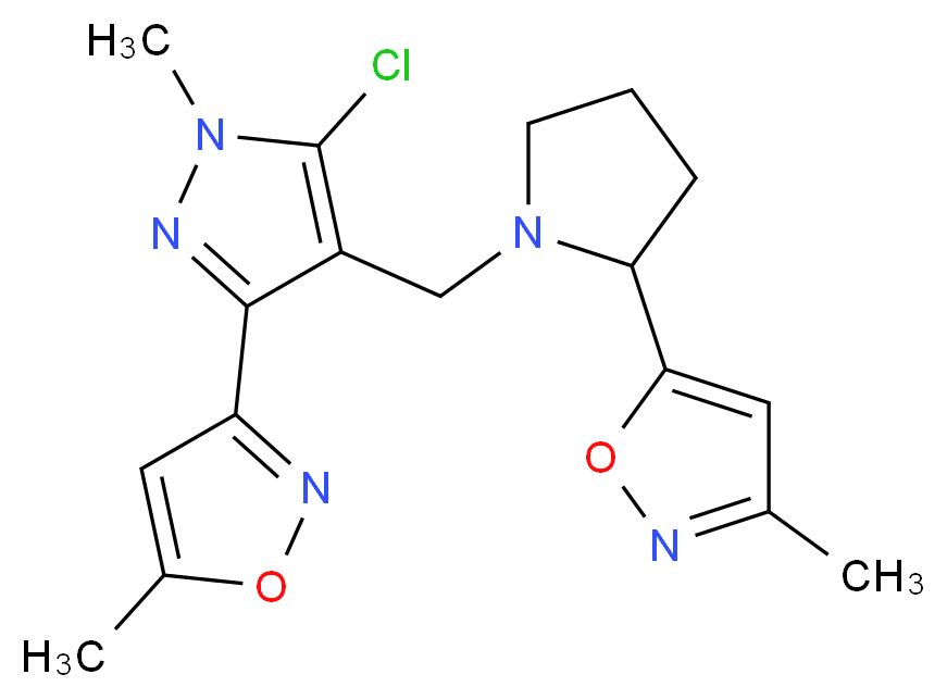 5-(1-{[5-chloro-1-methyl-3-(5-methylisoxazol-3-yl)-1H-pyrazol-4-yl]methyl}pyrrolidin-2-yl)-3-methylisoxazole_Molecular_structure_CAS_)
