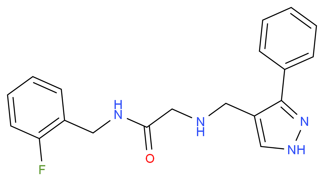 N-(2-fluorobenzyl)-2-{[(3-phenyl-1H-pyrazol-4-yl)methyl]amino}acetamide_Molecular_structure_CAS_)