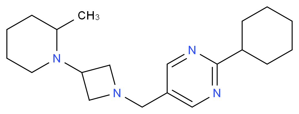 2-cyclohexyl-5-{[3-(2-methyl-1-piperidinyl)-1-azetidinyl]methyl}pyrimidine_Molecular_structure_CAS_)