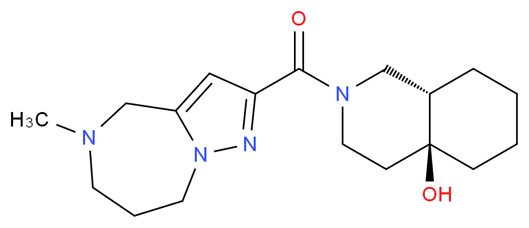 (4aS*,8aS*)-2-[(5-methyl-5,6,7,8-tetrahydro-4H-pyrazolo[1,5-a][1,4]diazepin-2-yl)carbonyl]octahydroisoquinolin-4a(2H)-ol_Molecular_structure_CAS_)