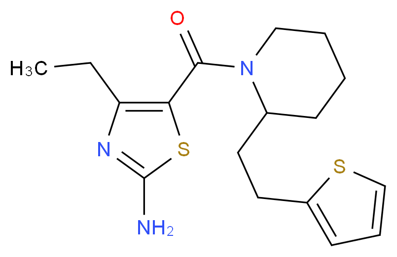 4-ethyl-5-({2-[2-(2-thienyl)ethyl]-1-piperidinyl}carbonyl)-1,3-thiazol-2-amine_Molecular_structure_CAS_)