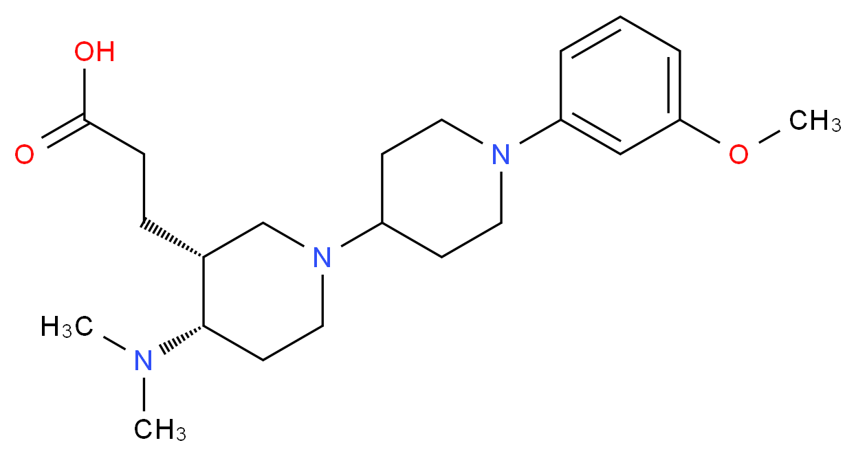 3-[(3R*,4S*)-4-(dimethylamino)-1'-(3-methoxyphenyl)-1,4'-bipiperidin-3-yl]propanoic acid_Molecular_structure_CAS_)