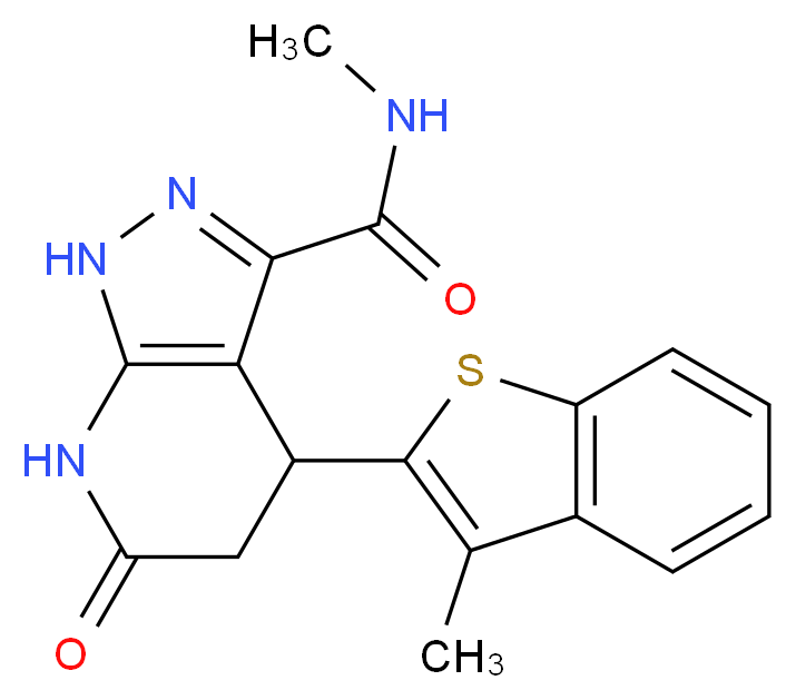 N-methyl-4-(3-methyl-1-benzothien-2-yl)-6-oxo-4,5,6,7-tetrahydro-1H-pyrazolo[3,4-b]pyridine-3-carboxamide_Molecular_structure_CAS_)