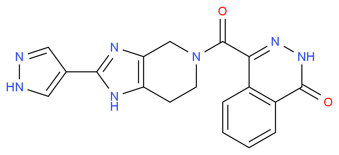 4-{[2-(1H-pyrazol-4-yl)-1,4,6,7-tetrahydro-5H-imidazo[4,5-c]pyridin-5-yl]carbonyl}phthalazin-1(2H)-one_Molecular_structure_CAS_)